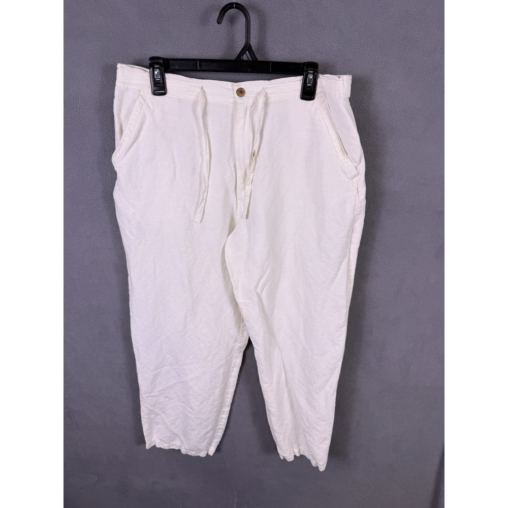 Cubavera Linen Blend Men's Pants Cream Draw String Size Large Vacation Summer